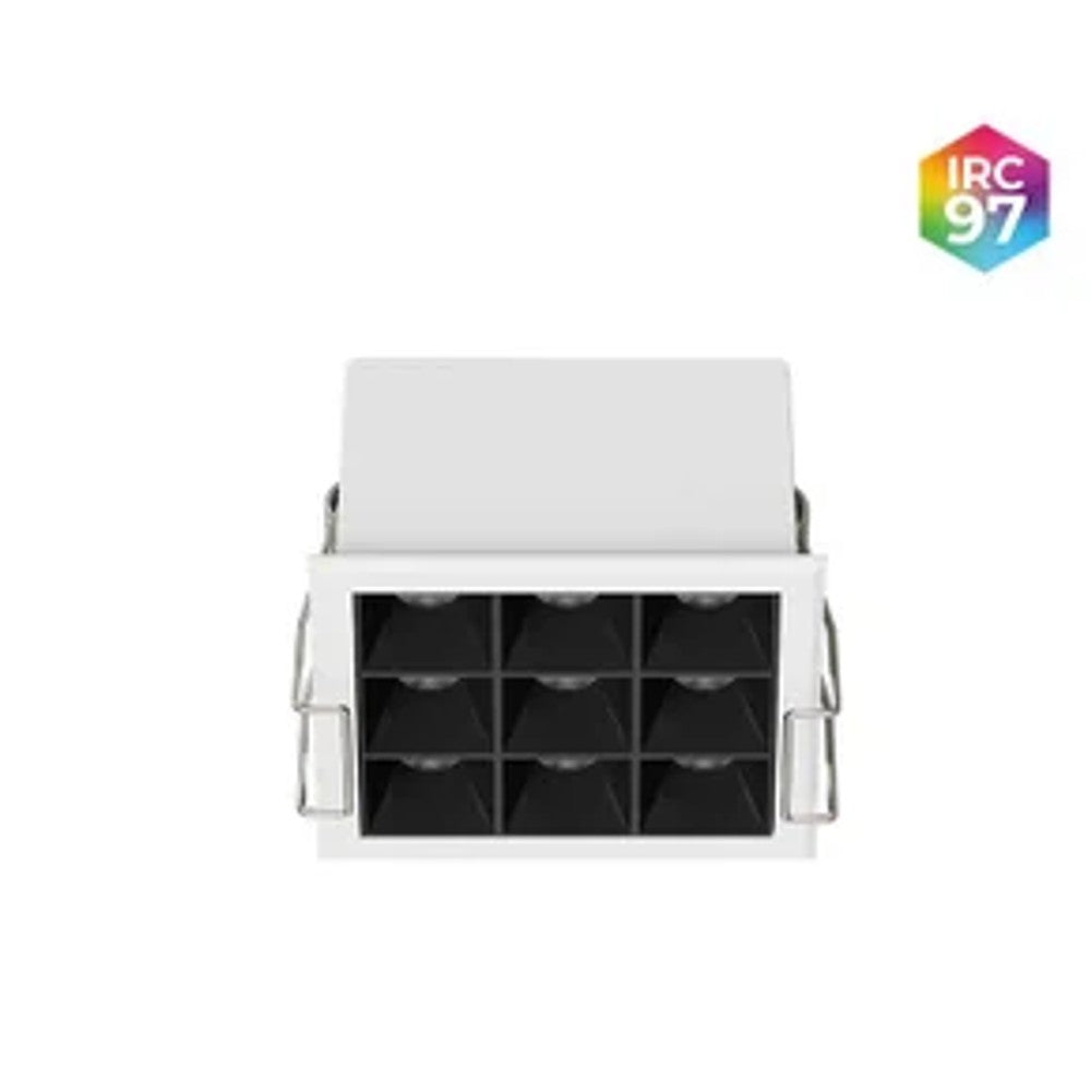 Spot Powerlux Embutido 9 Fachos 12W 2700K Branco e Preto Nordecor