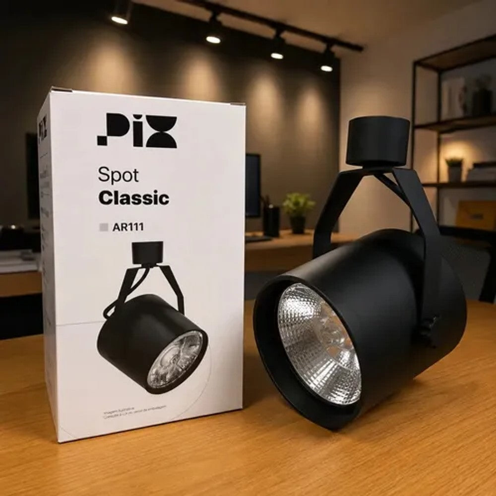 Spot Trilho Classic 1xAR111 Preto PIX