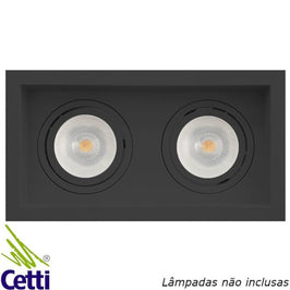 Spot de Embutir Duplo PAR20 Preto Linha Recuado Save Energy