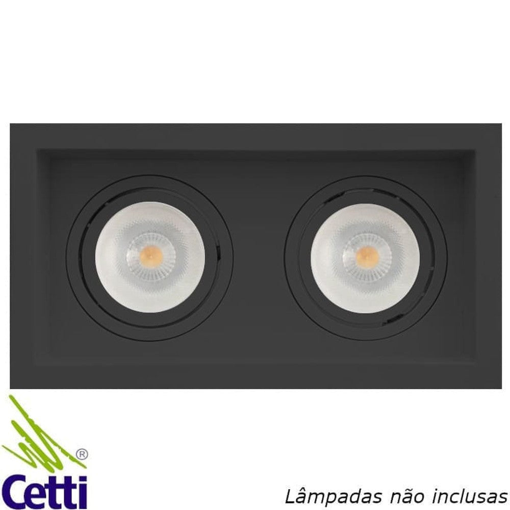 Spot de Embutir Duplo PAR20 Preto Linha Recuado Save Energy