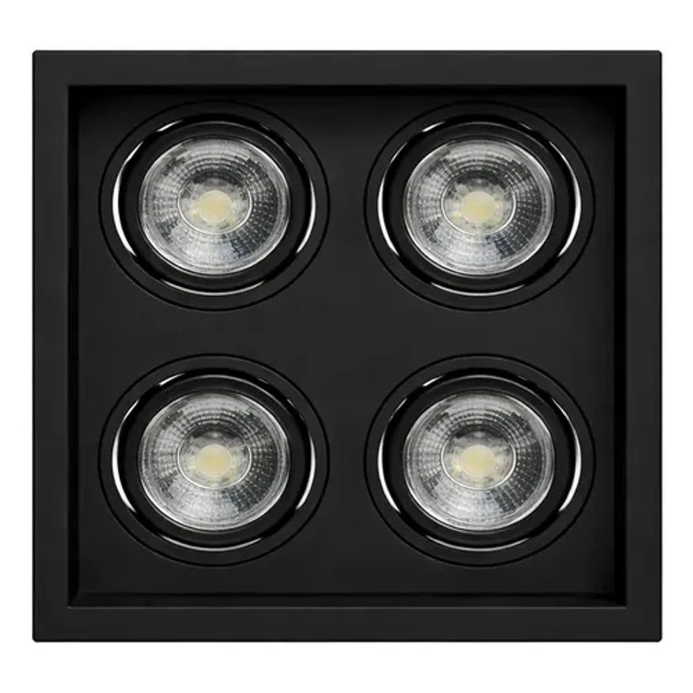 Spot de Embutir Multi 4 Recuado para 4 Lâmpadas AR70 Preto Save Energy