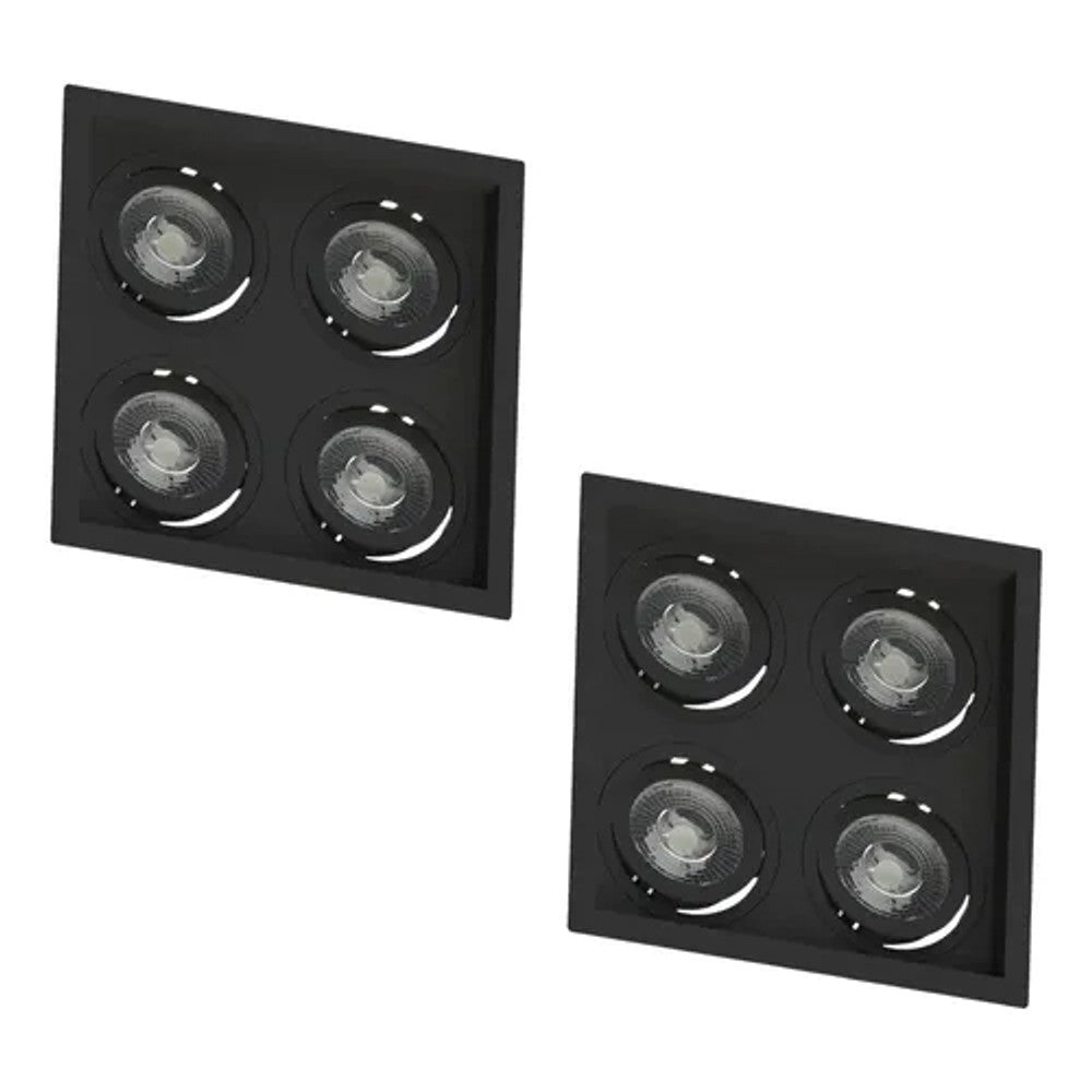 Spot de Embutir Multi 4 Recuado para 4 Lâmpadas PAR30 Preto Save Energy