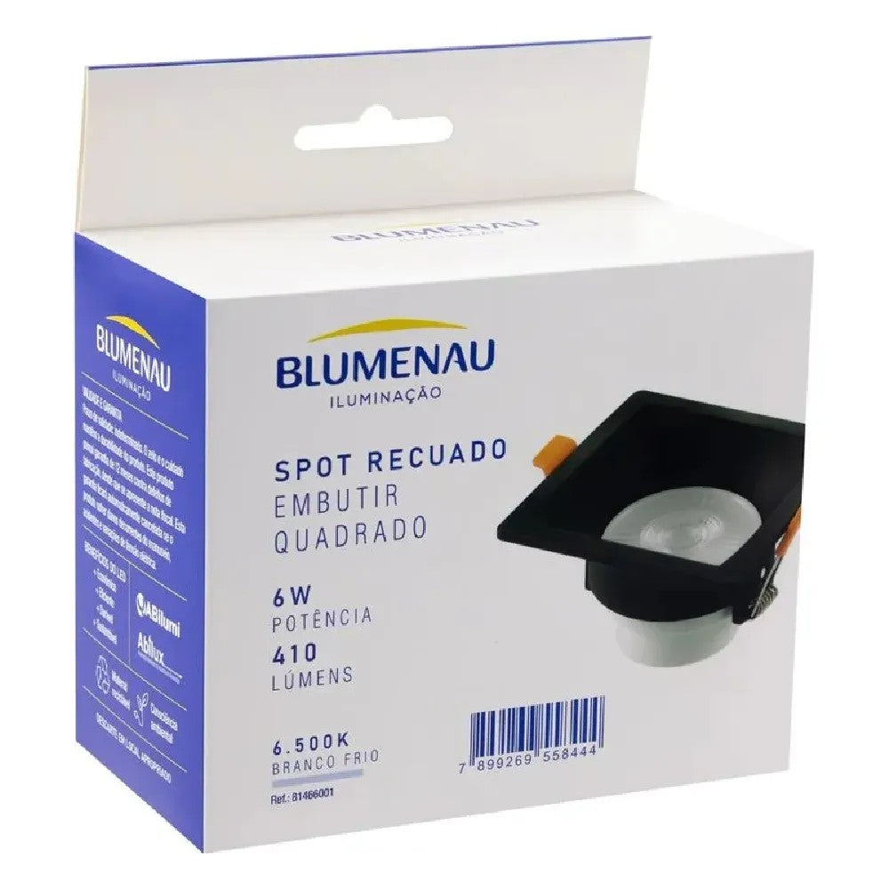 Spot de Embutir Quadrado Blumenau LED 6W 6500K Preto