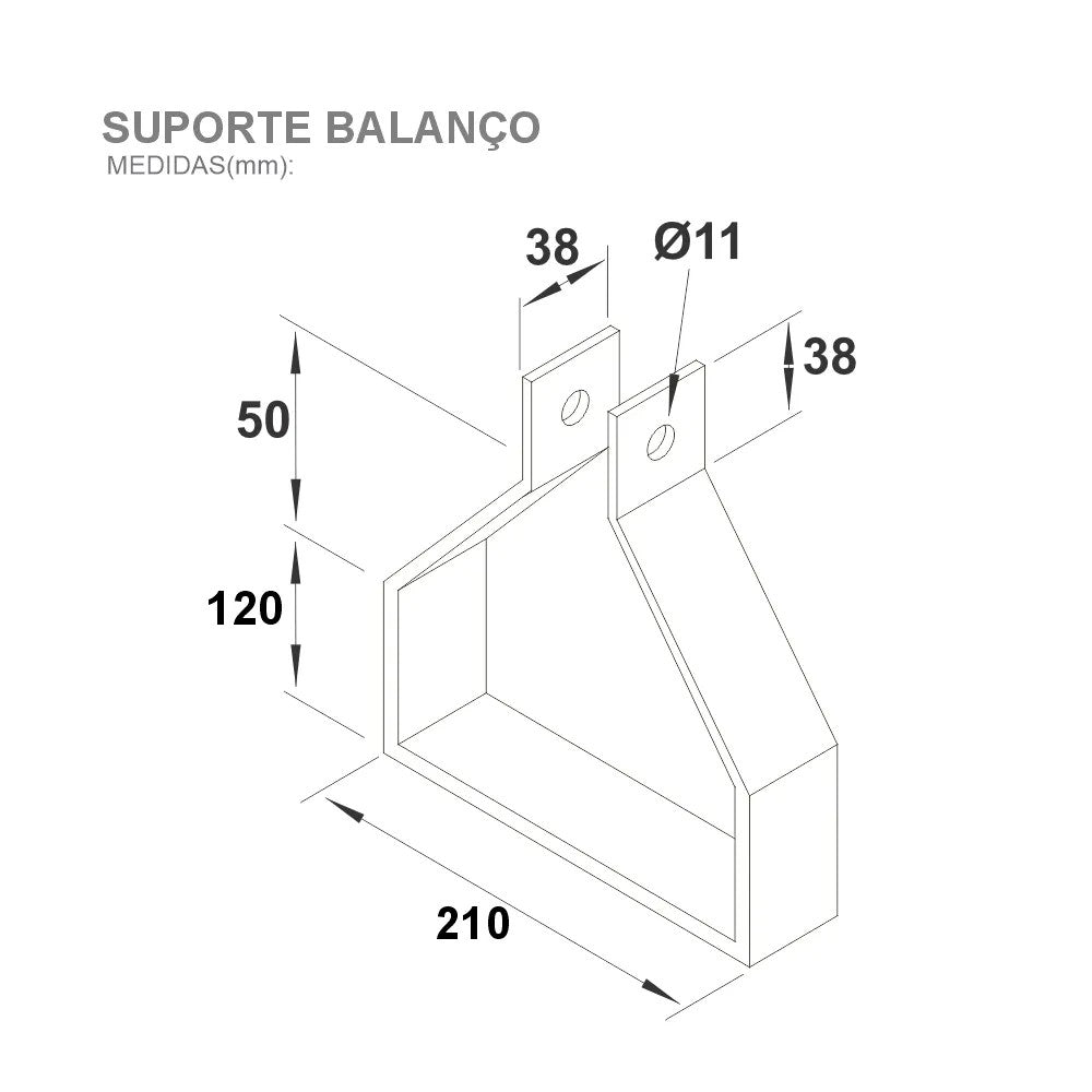 Suporte Balanço 200x100 Chapa 20 para Eletrocalha