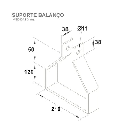 Suporte Balanço 200x100 Chapa 20 para Eletrocalha