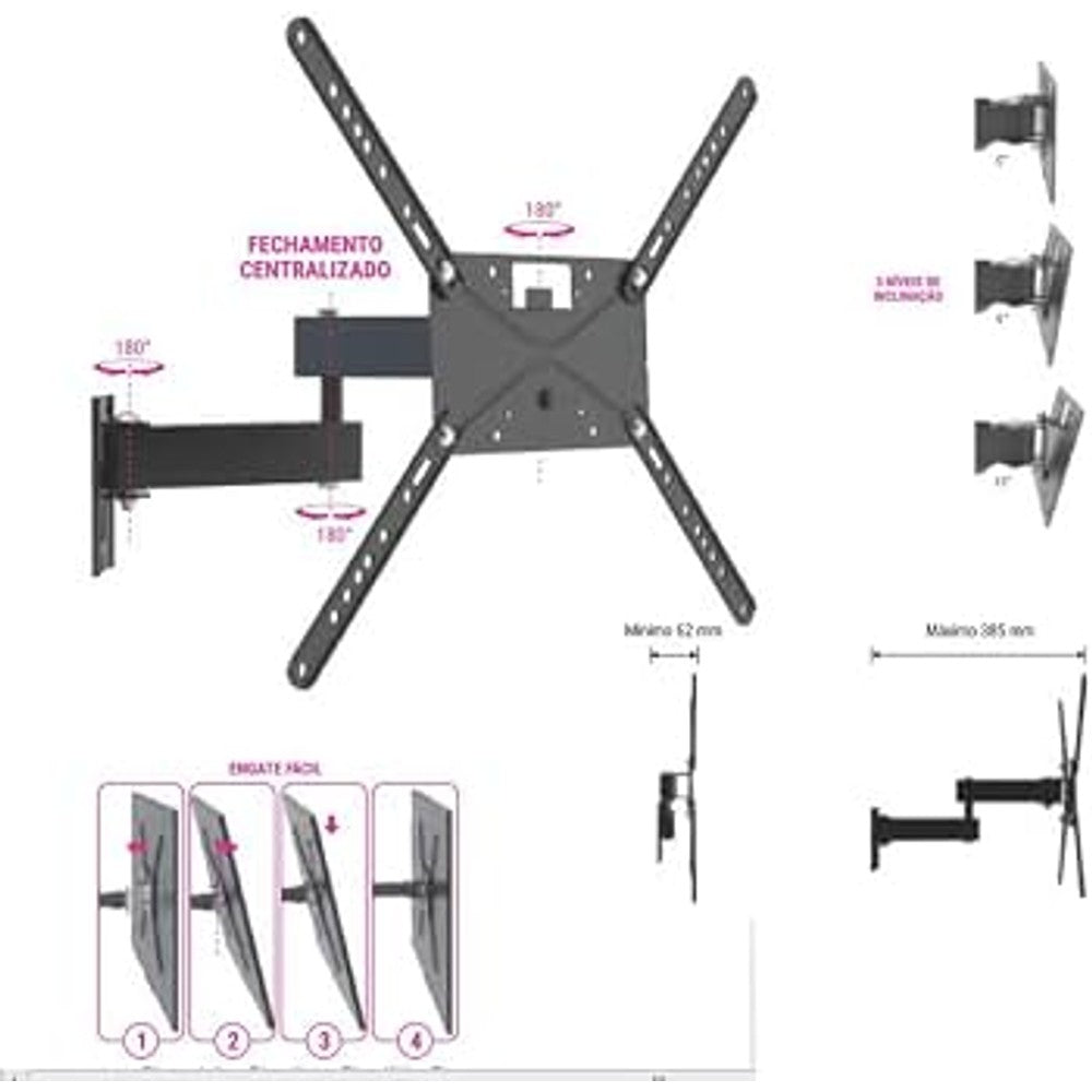 Suporte TV Articulado 14 a 43 Polegadas Preto STPA230