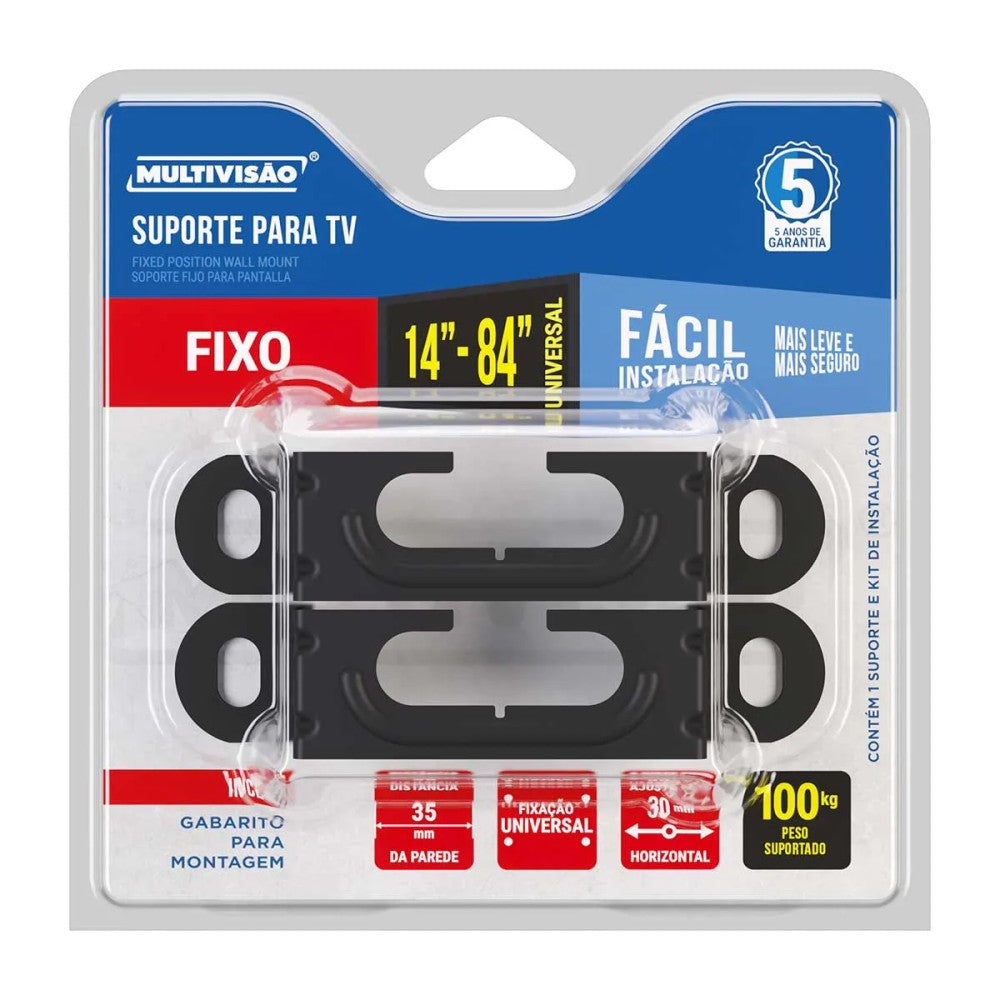 Suporte TV Universal 14 a 84 Polegadas Fixo Plug Multivisão