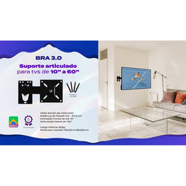 Suporte para TV 3 Articulações 10 a 60 Polegadas BRA3.0 Brasforma