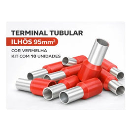 TERMINAL PINO TUBULAR 10,0 VERMELHO COM 30 PECAS