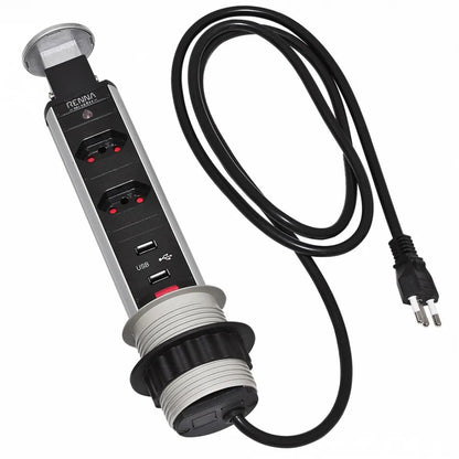 TORRE DE TOMADA COM 2 TOMADAS 16A E 2 USB PRATA PIX