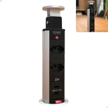 TORRE DE TOMADA COM 2 TOMADAS 16A E 2 USB PRATA PIX