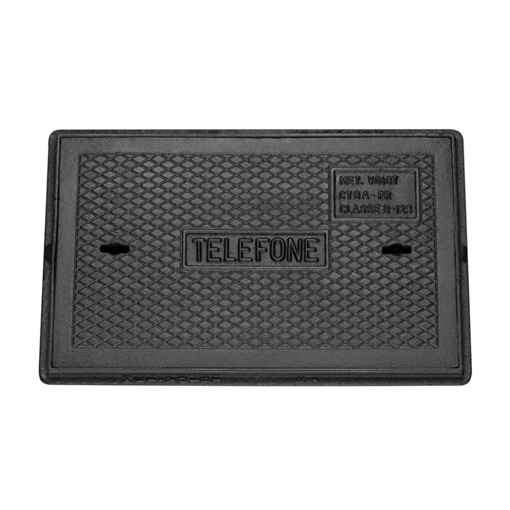 Tampão R-1 Telefone Retangular 63x38 cm de Ferro Fundido
