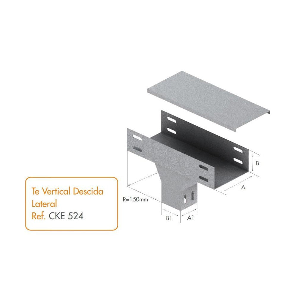 Te Vertical Descida Lateral 100 X 50 Chapa 24 Para Eletrocalha
