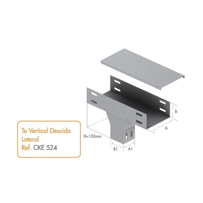 Te Vertical Descida Lateral 100 X 50 Chapa 24 Para Eletrocalha