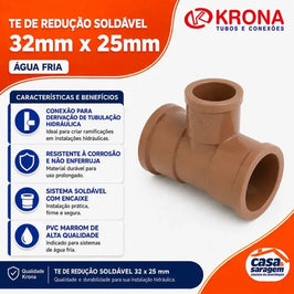Te de Redução Soldável 32mm x 25mm Krona