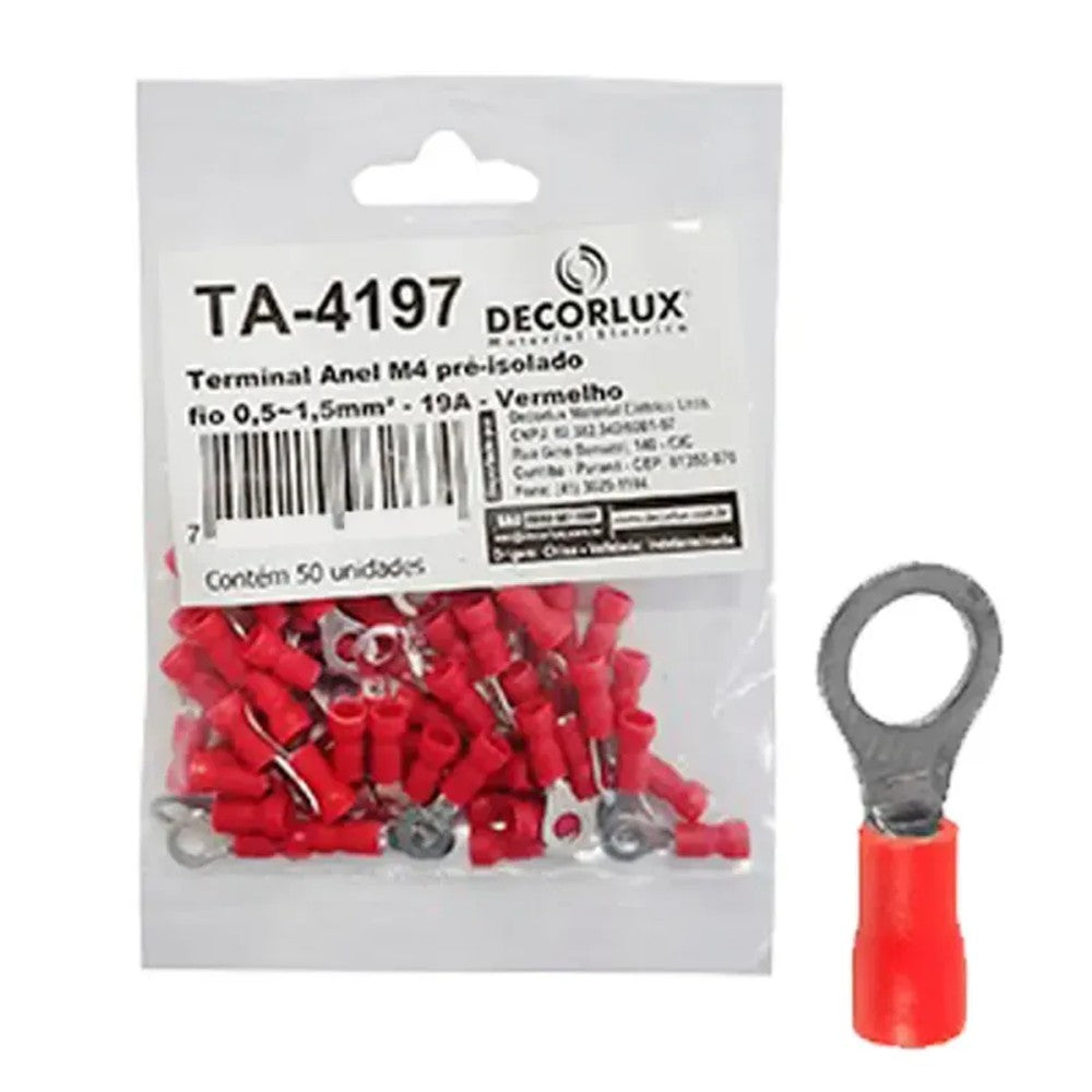 Terminal Anel 1,5 Vermelho 30 Peças F5