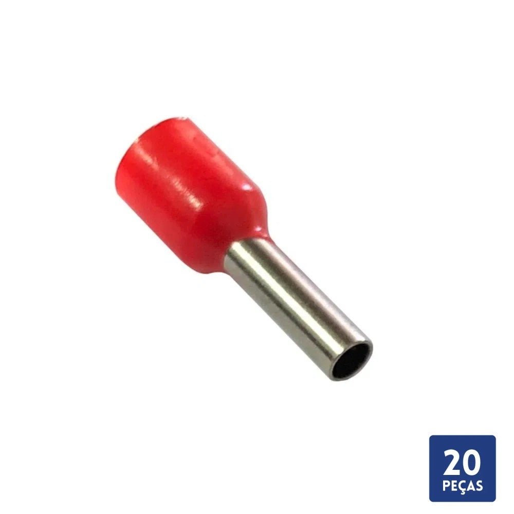 Terminal Pino Tubular 1,0 Vermelho com 30 Peças