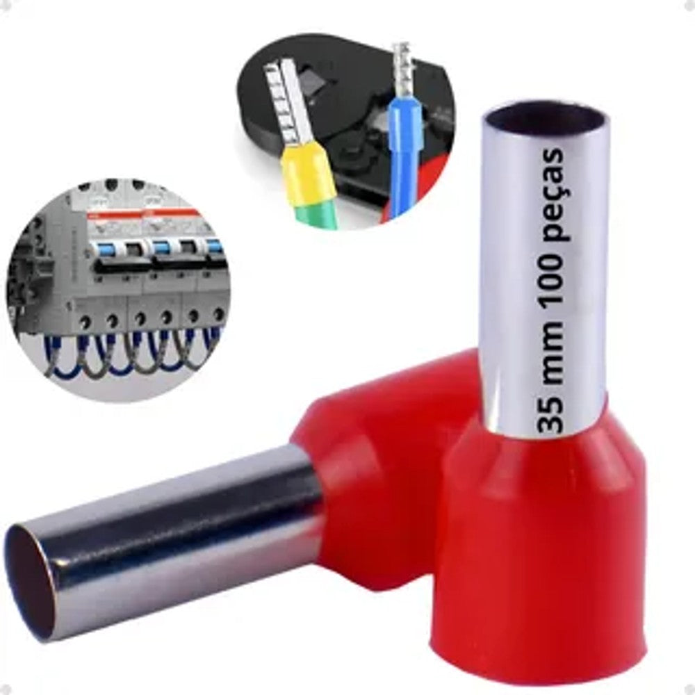 Terminal Pino Tubular Longo 35 mm com 10 Peças
