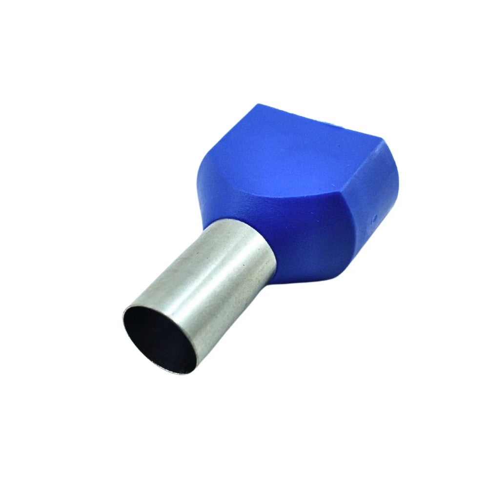 Terminal Tubolar Duplo 16,0mm Azul com 30 Peças