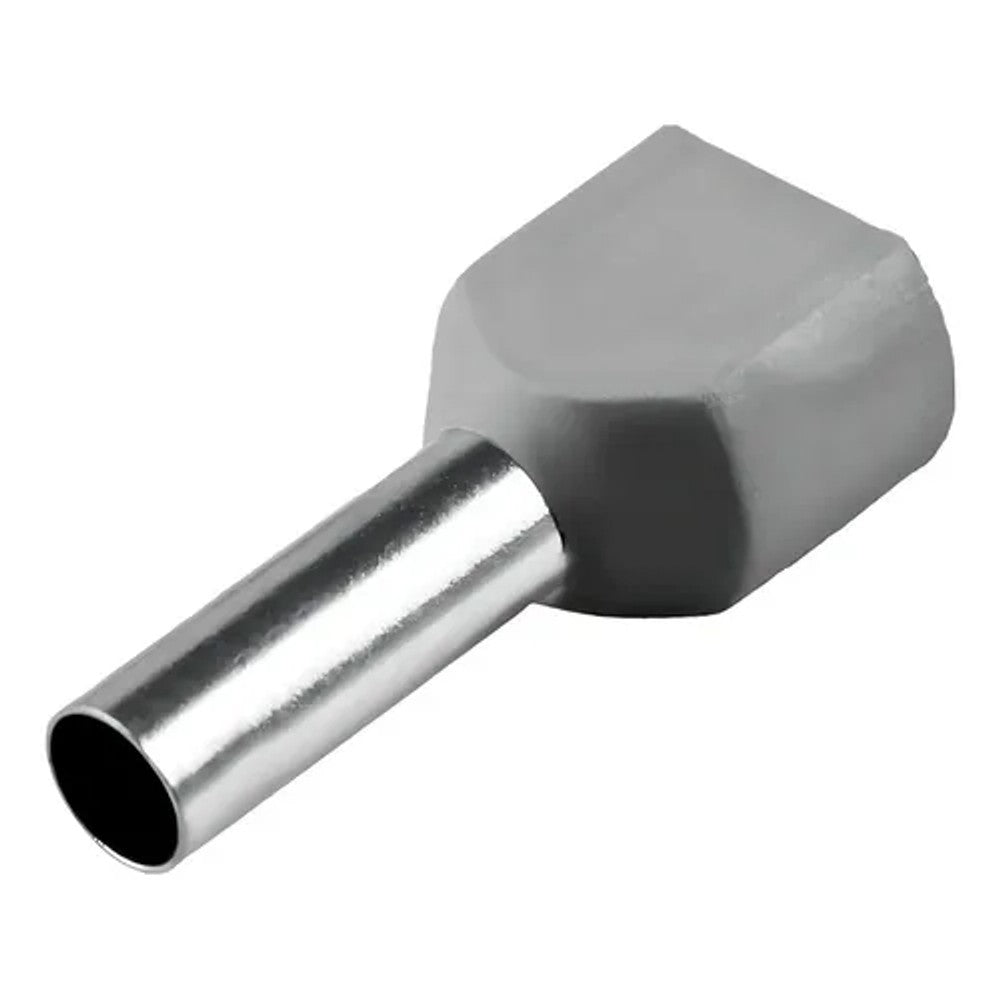 Terminal Tubular Duplo 4,0mm Cinza com 30 Peças
