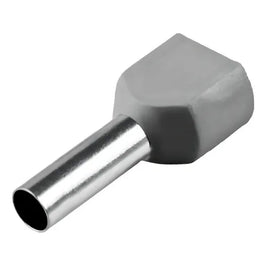 Terminal Tubular Duplo 4,0mm Cinza com 30 Peças