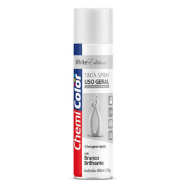 Tinta Spray Uso Geral 400ml Branco Brilhante Chemicolor