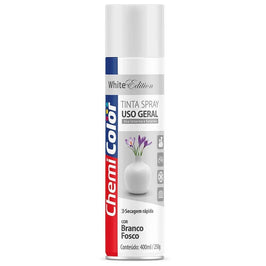 Tinta Spray Uso Geral 400ml Branco Fosco Chemicolor
