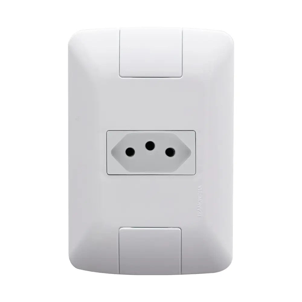 Tomada 2P T 10A Branco Com Placa Aria 57241010 Tramontina