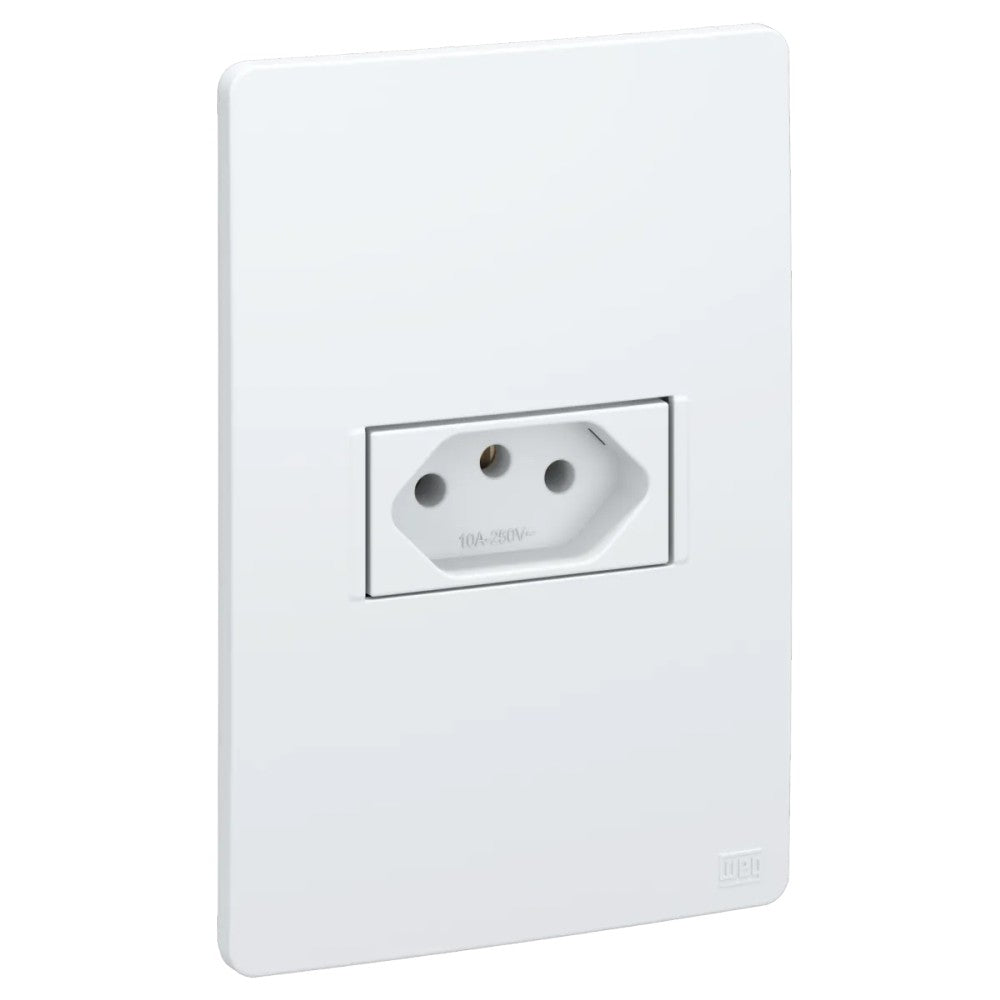 Tomada 2P T 10A Branco Com Placa Esatta WEG