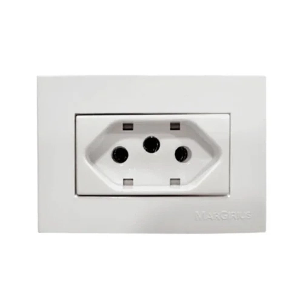 Tomada 2P T 10A Para Móvel Branco 15791 MarGirius