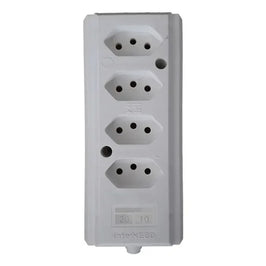 Tomada Barra Quadrupla 2P T 10/20A Branco Interneed