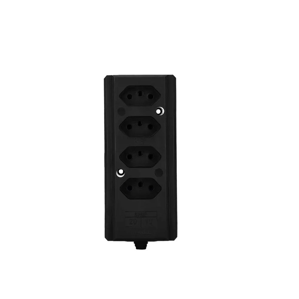 Tomada Barra Quadrupla 2P T 10/20A Preto Interneed