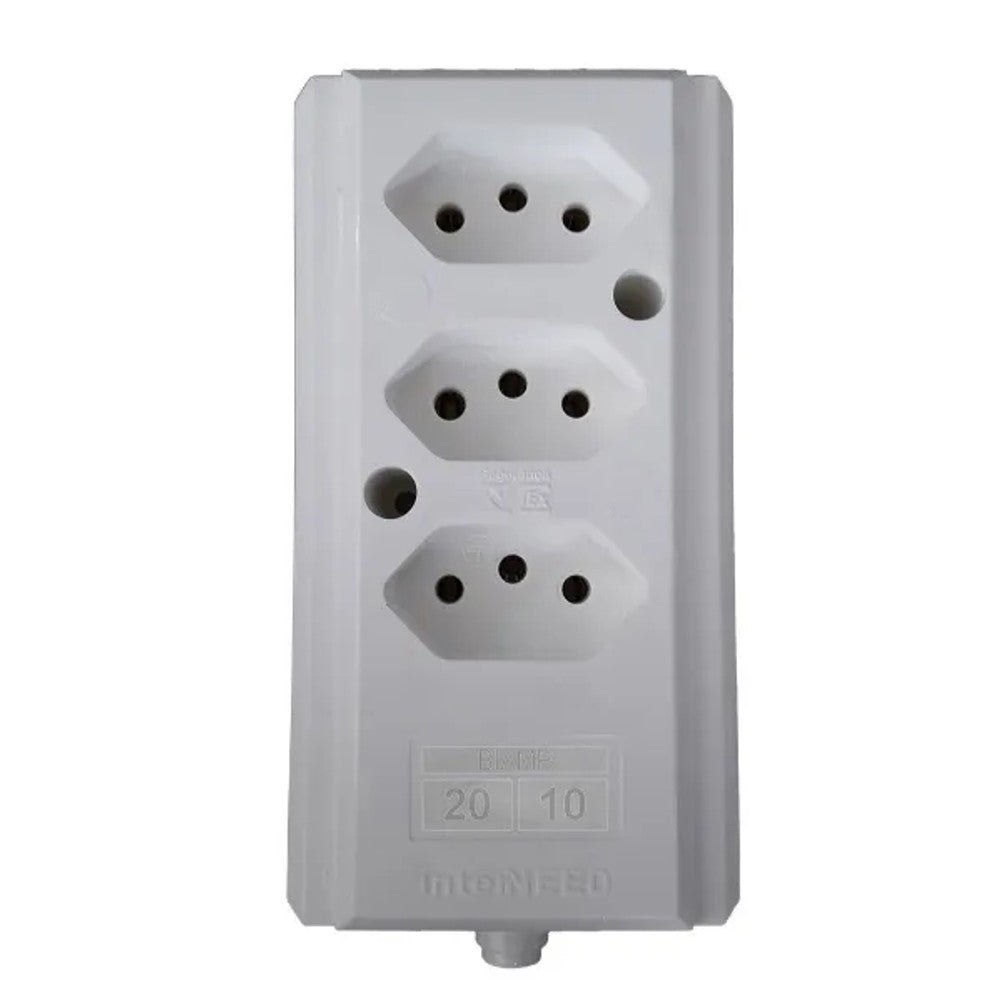 Tomada Barra Tripla 2P T 10/20A Branco Interneed