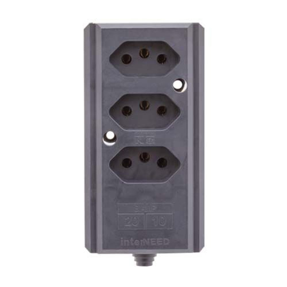 Tomada Barra Tripla 2P T 10/20A Cinza Interneed