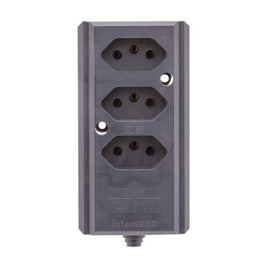 Tomada Barra Tripla 2P T 10/20A Preto Interneed