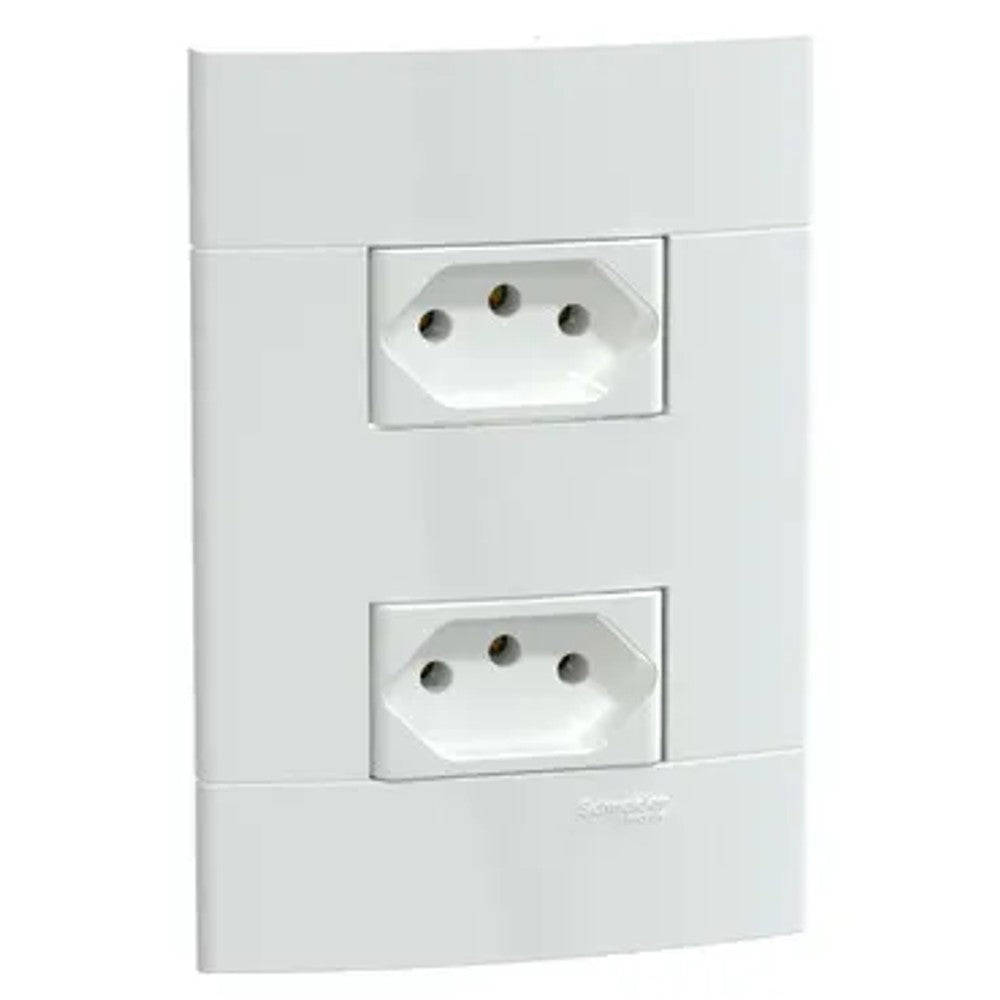Tomada Dupla 2P T 10A Branco Brilhante Lunare Up Schneider