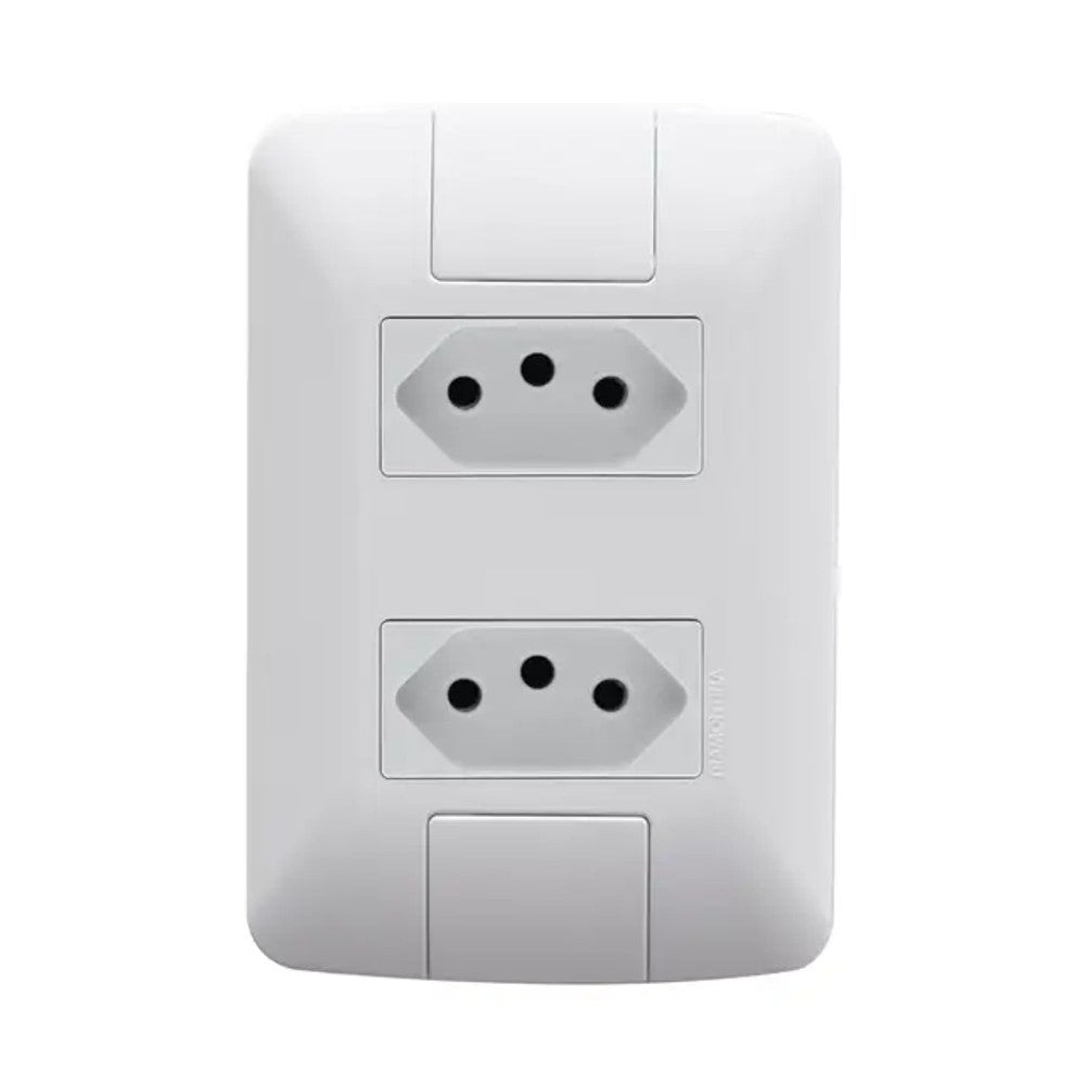 Tomada Dupla 2P T 10A Branco com Placa Aria Tramontina