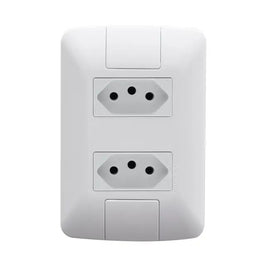 Tomada Dupla 2P T 10A Branco com Placa Aria Tramontina