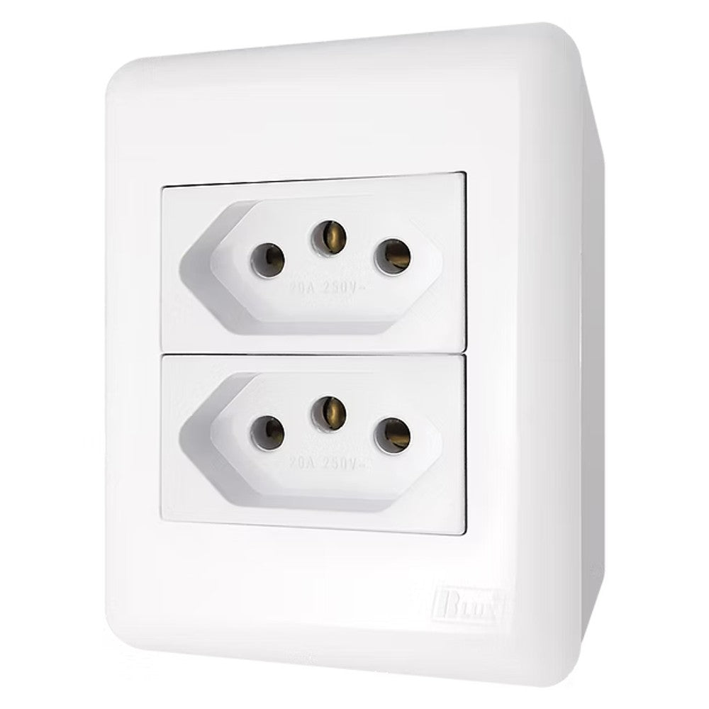 Tomada Dupla 2P T 20A para Condulete Branco Blux 9030