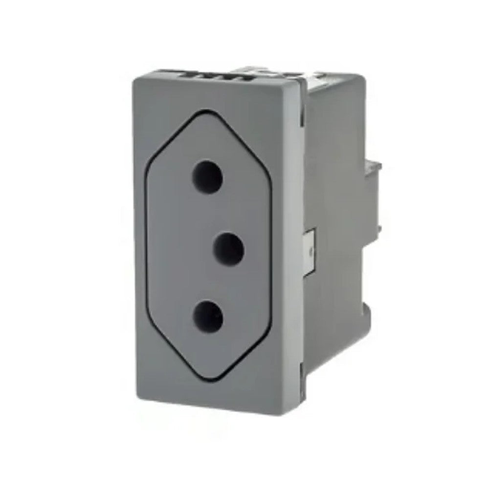Tomada Módulo 2P T 10A Fundo Móvel Cinza 615041CZ Plus Legrand