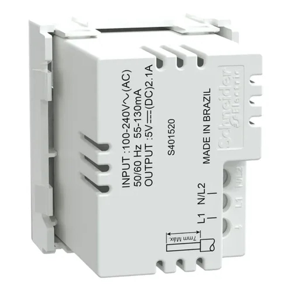 Tomada Módulo Carregador 2 USB Branco Brilhante Lunare Up Schneider S401520