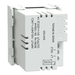 Tomada Módulo Carregador 2 USB Branco Brilhante Lunare Up Schneider S401520