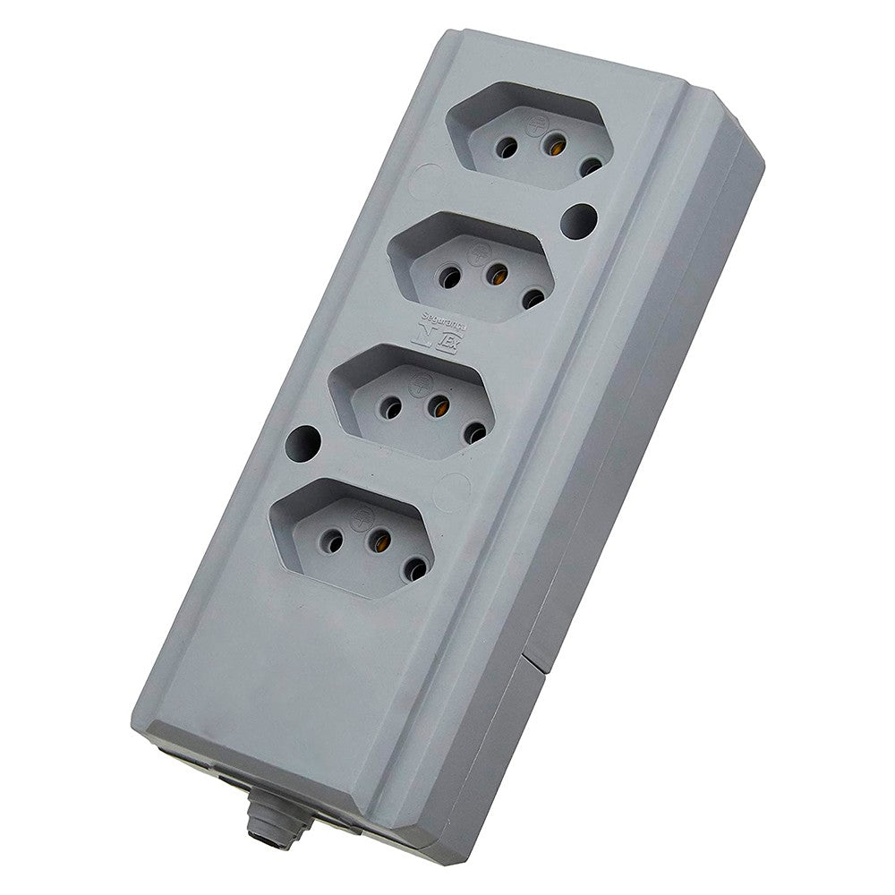 Tomada de Barra Quadrupla 2P T 10/20A Cinza Interneed