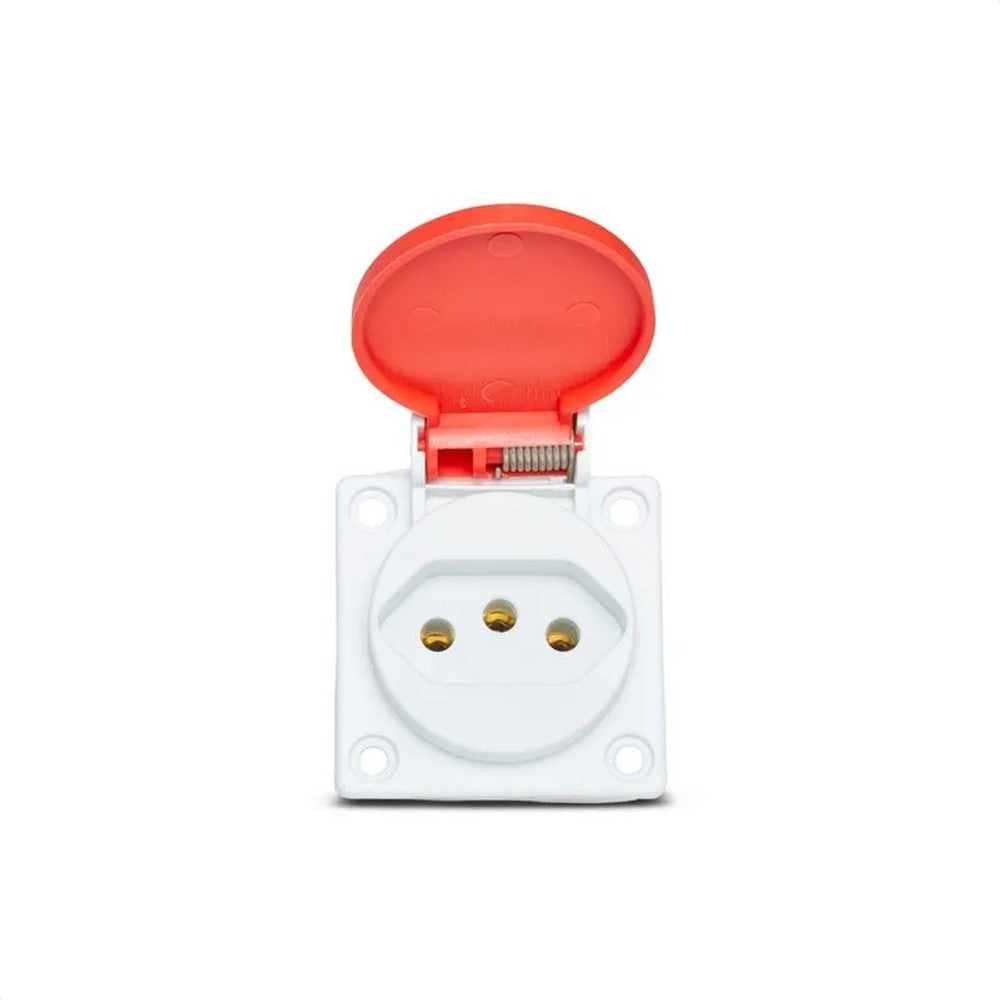 Tomada de Embutir 2P T 20A 250V Vermelha S8641 Steck