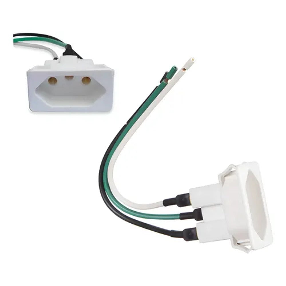 Tomada de Embutir para Painel 10A com Rabicho Branco Margirius