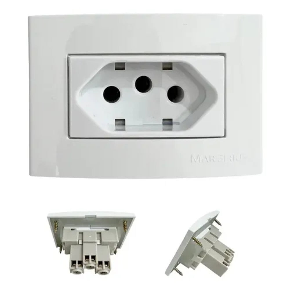Tomada de Embutir para Painel 20A Sem Rabicho Branco Margirius
