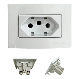 Tomada de Embutir para Painel 20A Sem Rabicho Branco Margirius