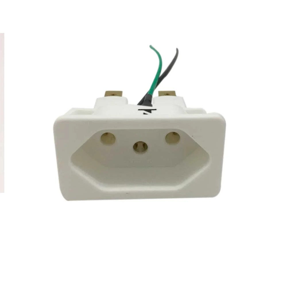 Tomada de Embutir para Painel 2P T 10A com Rabicho Branco