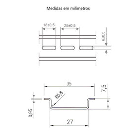 Trilho de Fixação para Disjuntor e Contator DIN 35mm 2m