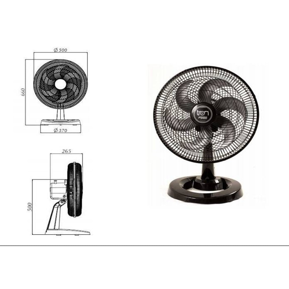 Ventilador de Mesa Oscilante 50cm 127V Preto Tron